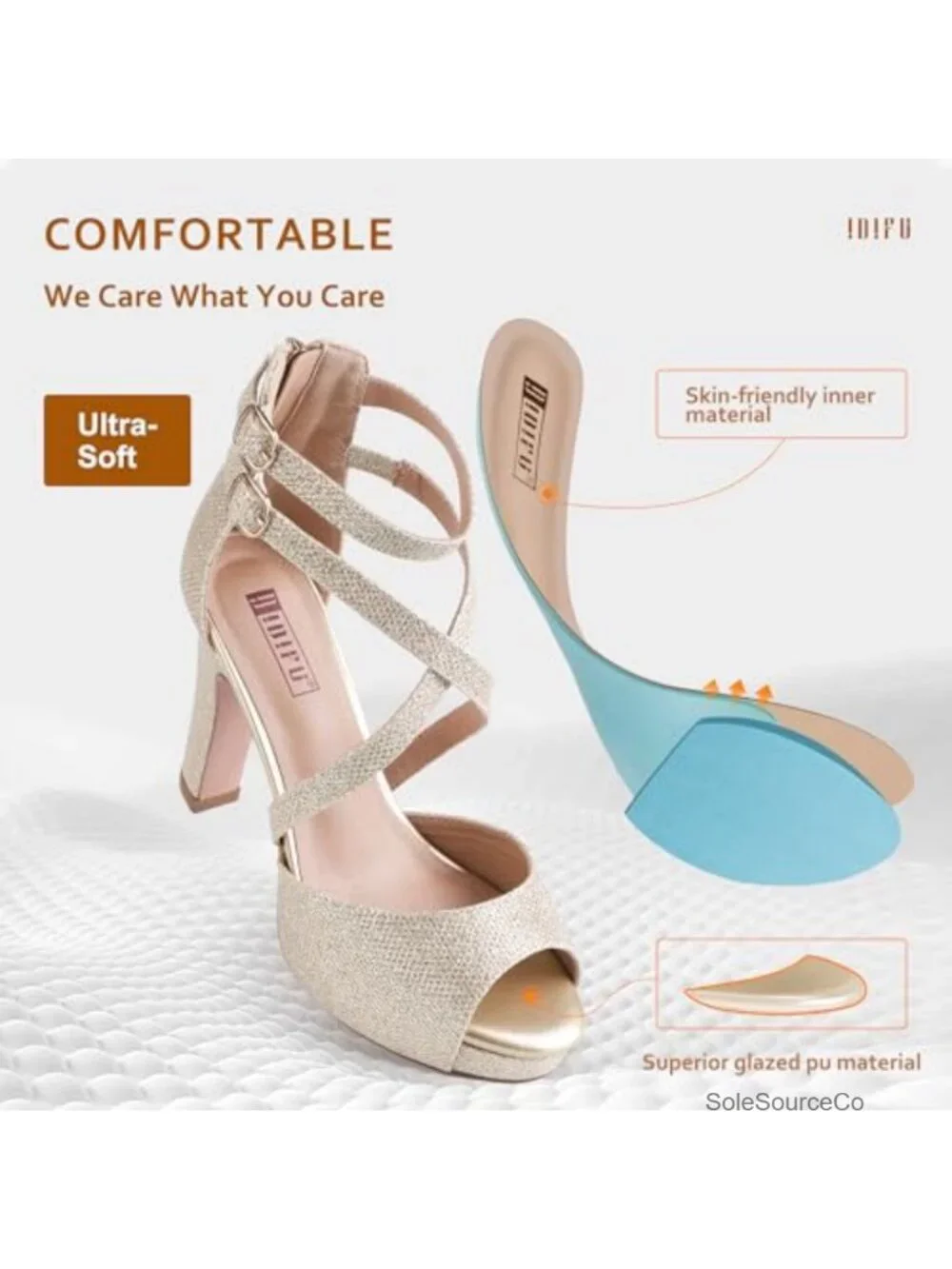 Strappy Peep Toe Platform High Heels Sandals with Chunky Block Heel -